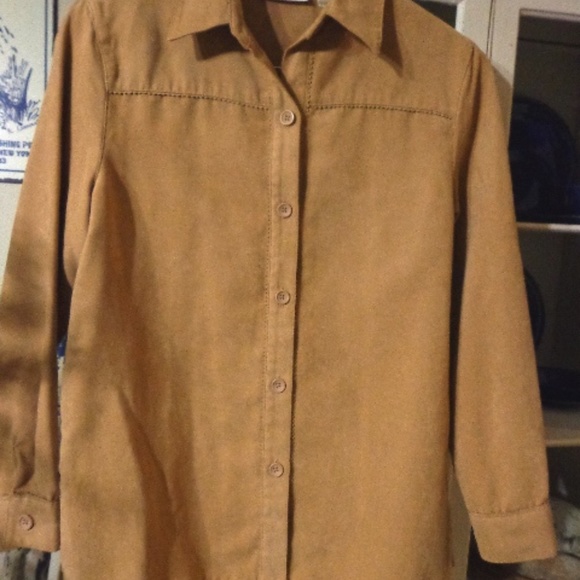 Shirt Top Sz PS Studio Works Button Down Tan - Picture 1 of 6